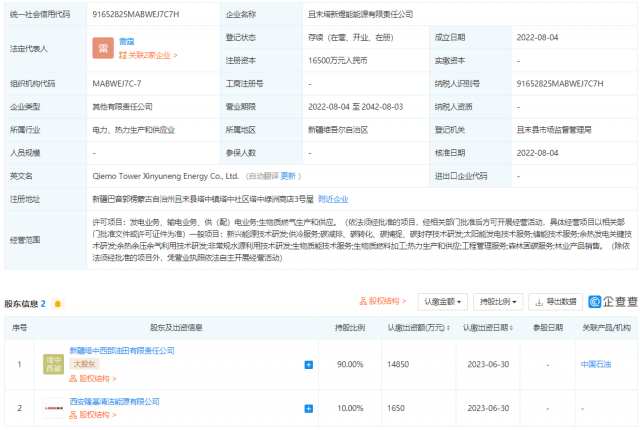 中國石油、隆基投資成立能源公司