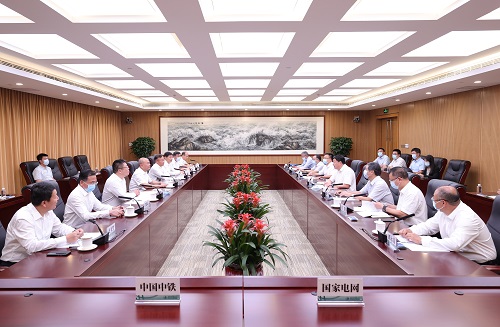 國家電網(wǎng)公司總經(jīng)理、黨組副書記張智剛與中國中鐵董事長陳云會談