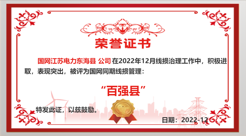 國網(wǎng)東?？h供電公司同期線損工作再獲佳績