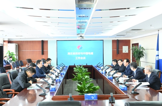 中國(guó)電建黨委書記、董事長(zhǎng)丁焰章與湖北省副省長(zhǎng)盛閱春會(huì)談