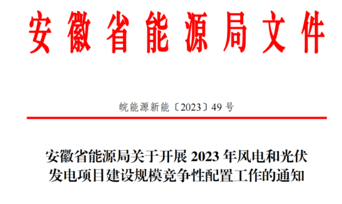 150萬千瓦！安徽省2023年風電項目建設規(guī)模競配方案公布